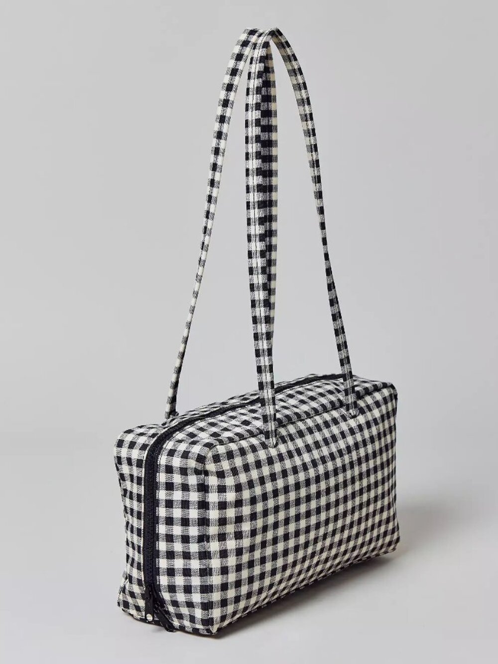 NWT Baggu Regular Nylon Bowler Bag - Black & White Gingham